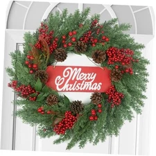 Christmas Wreaths for Front Door,Winter Wreaths for Indoor and 20 inch Red