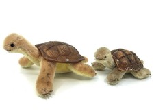 Steiff Slo Turtle Pair 1960s 14cm 10cm Mohair Rubber Shells one ID Button Vtg