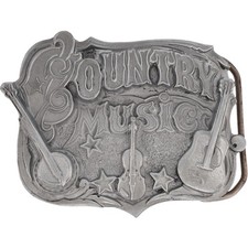 Country Music Western Banjo Guitar Fiddle Band Player NOS Vintage Belt Buckle