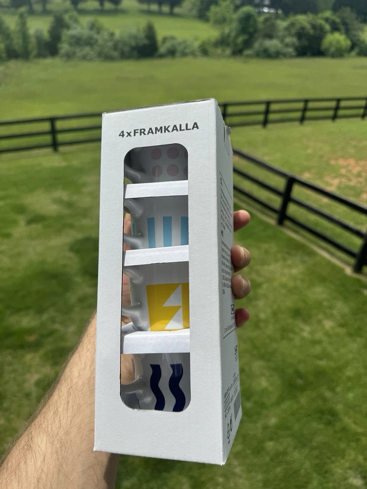 Tazas de café/té IKEA FRAMKALLA, blancas, puntos de cerámica, rayas nuevas en caja nuevas con etiquetas    Foto 4 de 4