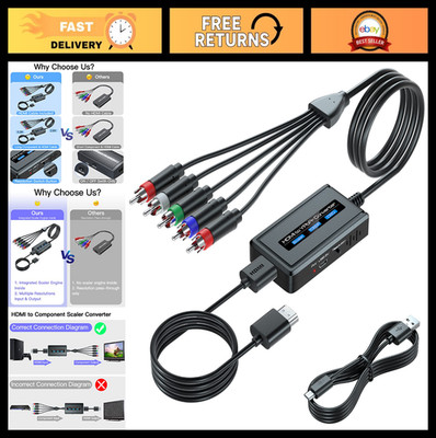 HDMI to Component Converter Cable, 1080P Scaler for YPbPr, Supports 1080i HD Inp