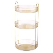 Rotating Makeup Organizer Skincare Organizer Countertop 3-Tier Gold