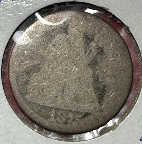 1875 US Seated LIBERTY SILVER Dime! Lower Grade! Old US Coin!