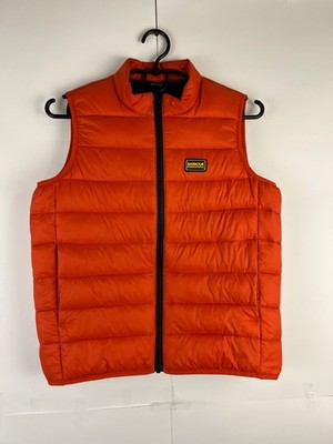 Barbour International Reed Boys Orange Nylon Down Vest Jacket Size XXL (14/15)
