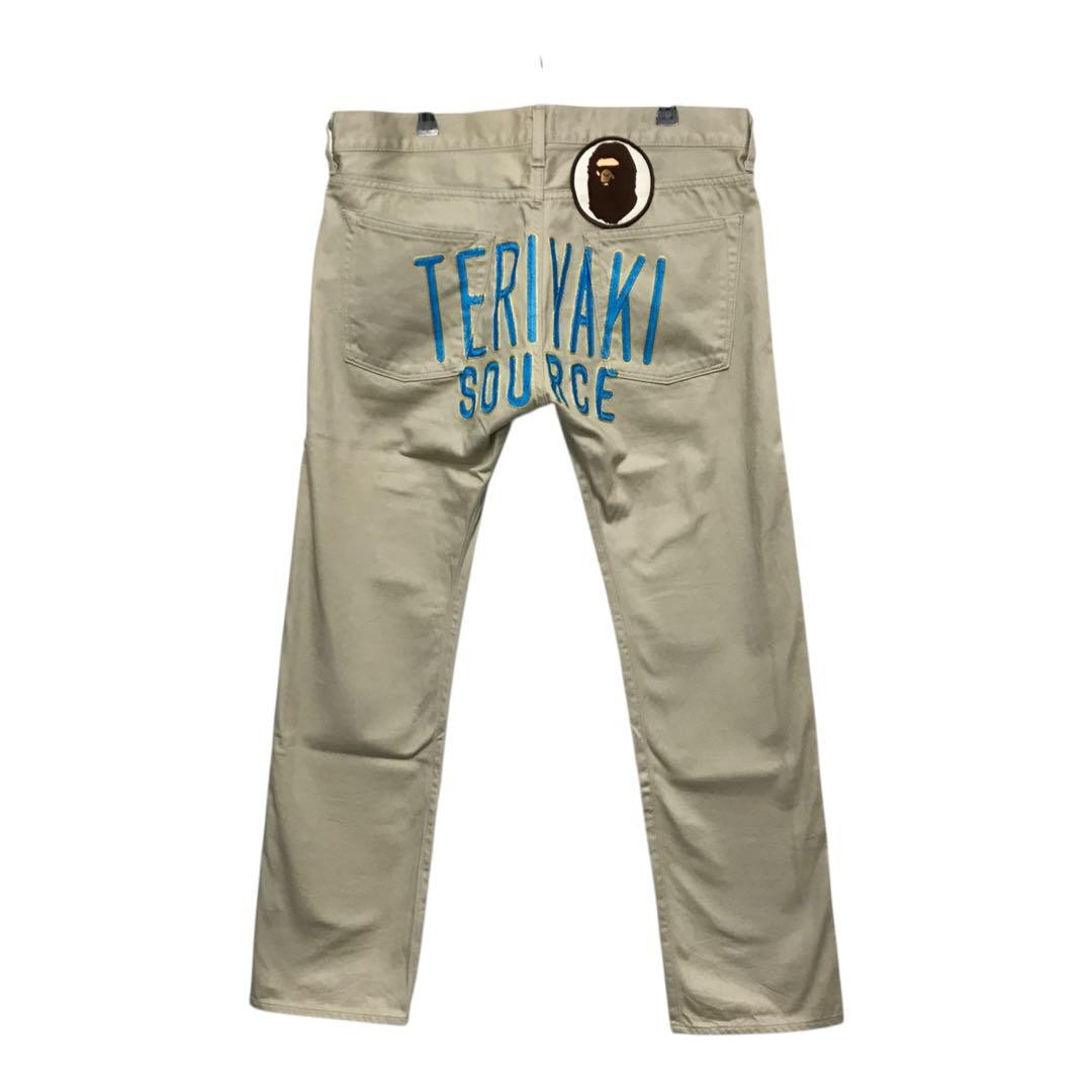 A Bathing Ape Straight Work Pants Beige M Waist 87cm Teriyaki Source BA0226174