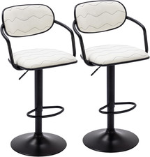 Bar Stools Set of 2, Adjustable Counter Height Barstools with Back and Arm, Swiv