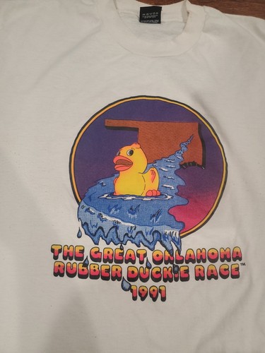 Vintage Screen Stars The Great Oklahoma Rubber Duck Race 1991 T-Shirt Size XL - Picture 2 of 5
