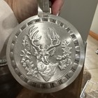 Beer Steins -Set of 2 Vintage Etched Glass Pewter Lids Deer Design W. Germany 7" — photo 7