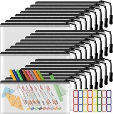 24 Pack Mesh Zipper Pouch Bags Small, Zipper Pencil Pouches, 9.2 X 4.7 in Clear