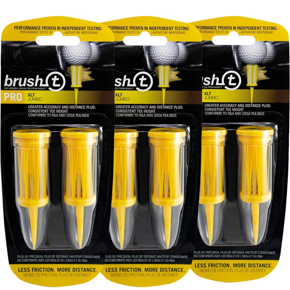 Brush T 3 1/8" XLT Friction Reducing Bristle Golf Tees (6 Pack), Yellow - Image 2 of 3