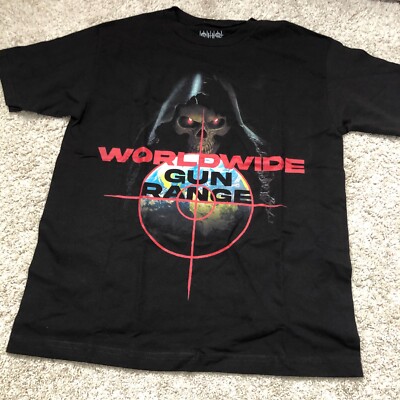 Sus Boy Worldwide Gun Range Skull Target Tee Shirt Black Red Sz M NWOT