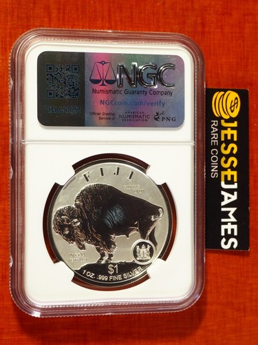 2023 $1 FIJI FRACTIONAL REVERSE PROOF SILVER BUFFALO NGC PF70 FDI 4 COIN SET - Picture 4 of 10