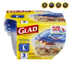 Glad Plastic Food Storage Containers, set of 3 - 42 Oz Pack, Meal Prep, Kitchen