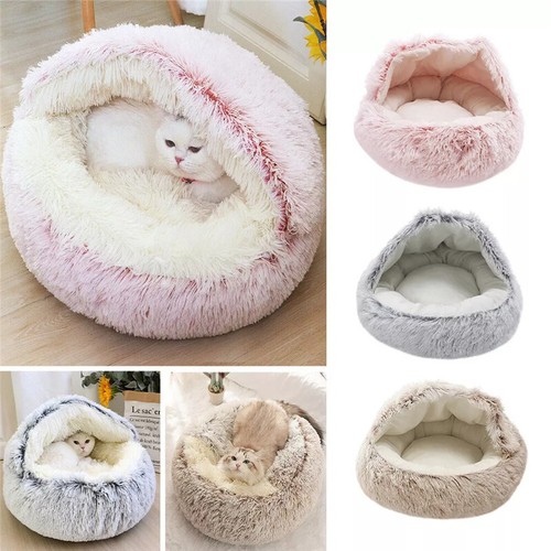 Pet Dog Cat Bed Round Plush Kitten Warm Sleeping Nest Bed Cat Igloo