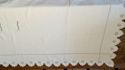 Drap en lin - Monogramme GB brodé main - Linge ancien - XIXème | Maison