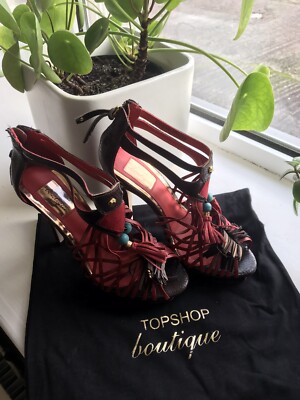 Topshop Boutique RARE Red/Brown Primal Tribal Voodoo Heels