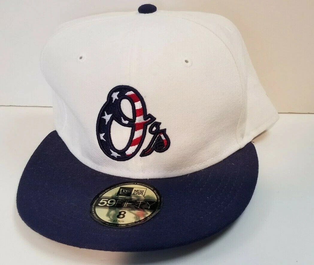 BALTIMORE ORIOLES JULY 4th Fitted Hat Size 8 New Era 59Fifty red white blue