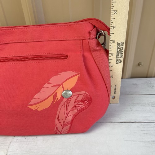 Borsa a secchiello HAIKU Hobo tracolla rosa piume montagna ricamata - Foto 2 di 12