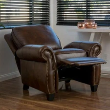 Upholstered Recliner Club Chair, Two Toned Brown
