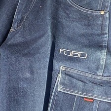 Vintage Y2K FUBU Wide Leg Baggy Cargo Jeans SZ 32 X 34 Hip Hop STARCH