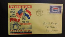 1943 Occupied Nations First Day Cover FDC Netherlands Washington DC Oak Ridge NJ