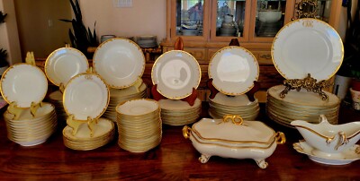 Haviland Limoges 86 Pc Gold Dinnerware Set Dinner Plates Soup Bowl