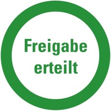 100x Infoplakette Hinweis "Freigabe erteilt" Etikett Folie Aufkleber | &Oslash;15-40mm