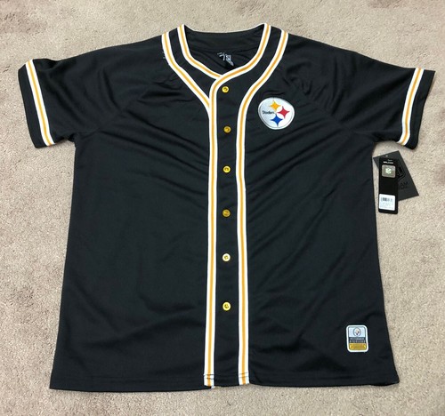 PITTSBURGH STEELERS NFL SHORT SLEEVE BASEBALL STYLE JERSEY SIZE LARGE - NEW TAGS