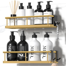 Shower Caddy Adhesive, No Drill Bathroom Shower Organizers, with Removable Hooks