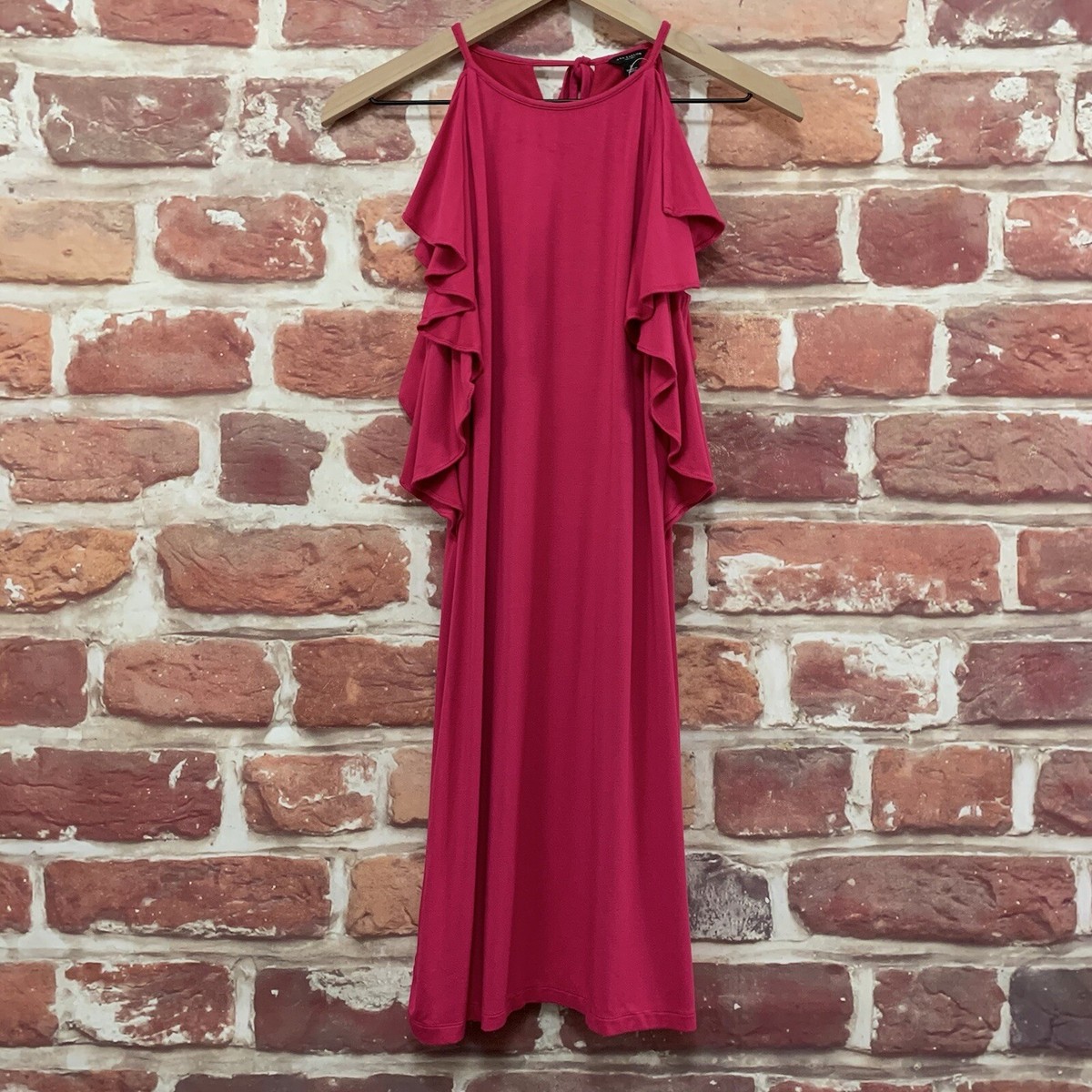 Ann Taylor Dress Womens Size 2 Pink Ruffle Stretchy Casual Everyday  Pullover | eBay