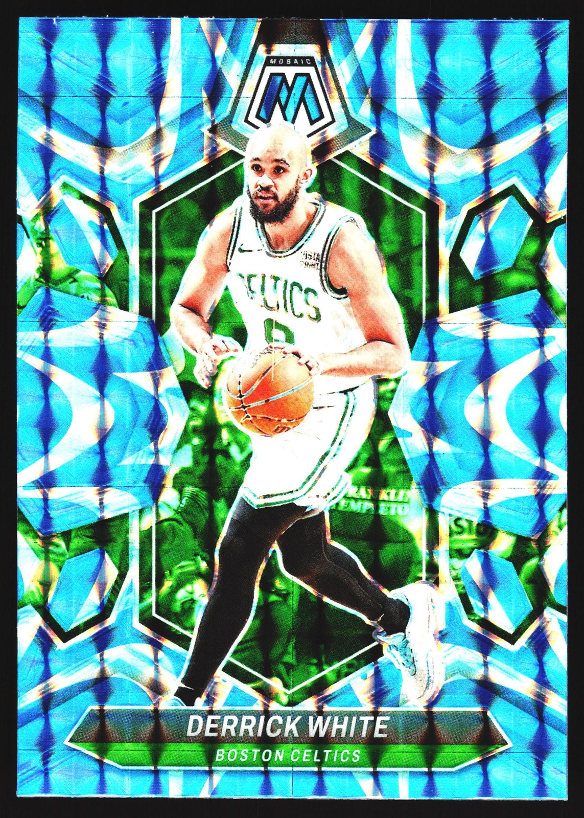 Derrick White Blue Prizm 2023-24 Panini Mosaic Boston Celtics NBA Card No.166