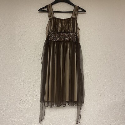 Girls Dress My Michelle Size 14 Beige/Brown Overlay Party Holiday | eBay