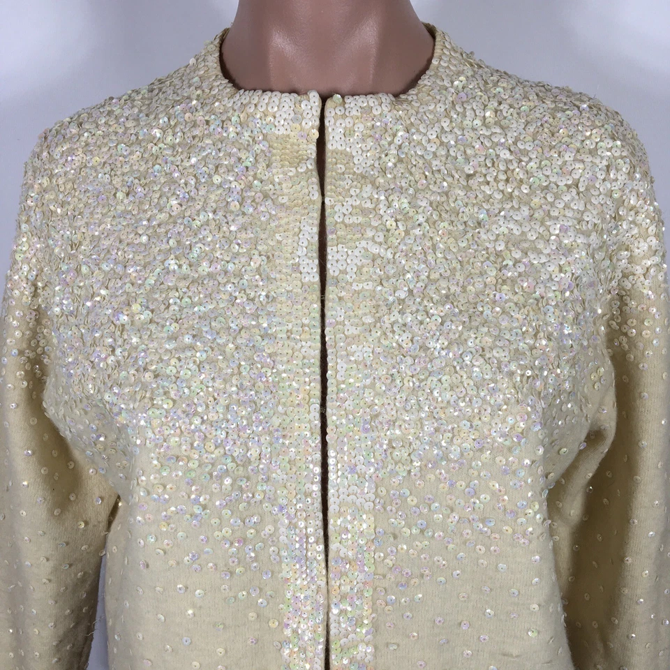 Винтажный 1950-х блестками жакет ангора шерсти свитер бабушка кардиган свадебный Macys 50-х - Изображение 3 из 4