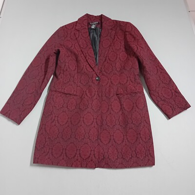Dialogue Damen Jacke klein rot strukturiert Blumen Langarm Knopf Smart