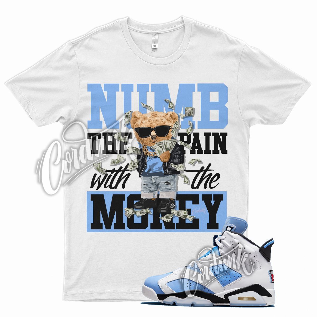 NUMB T Shirt for J6 6 UNC University Blue Carolina 4 Powder 13 1 3