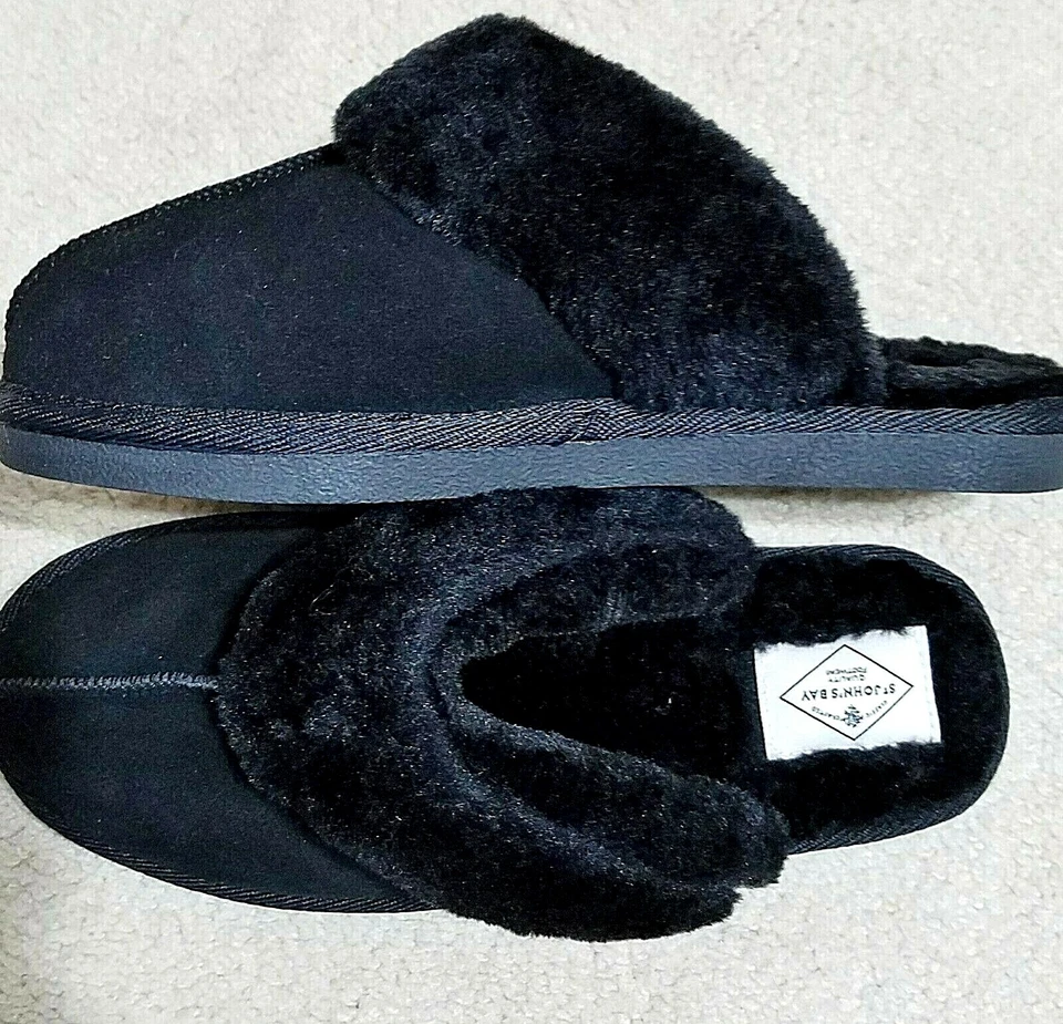 NUEVAS ZAPATILLAS ST JOHN'S BAY MUJER GAMUZA NEGRA CON RIBETE DE PIEL SINTÉTICA TALLA 7.5 Foto 3 de 4