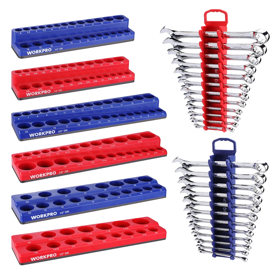 8-Piece Magnetic Socket Organizer and Magnetic Wrench Organizer Set Wrench Rack - Image 2 of 4
