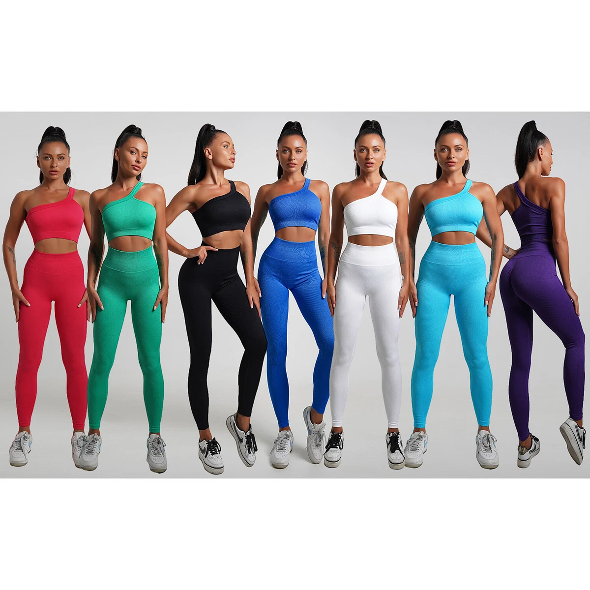 Women's Workout Sets Seamless Sports 2 Piece Outfits Gym Clothes Yoga  Activewear