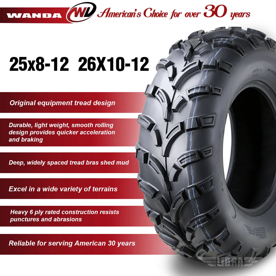 04-06 John Deere Buck EX/EXT 500/650 Juego completo neumáticos ATV 25x8-12 26x10-12 P373 Foto 3 de 4