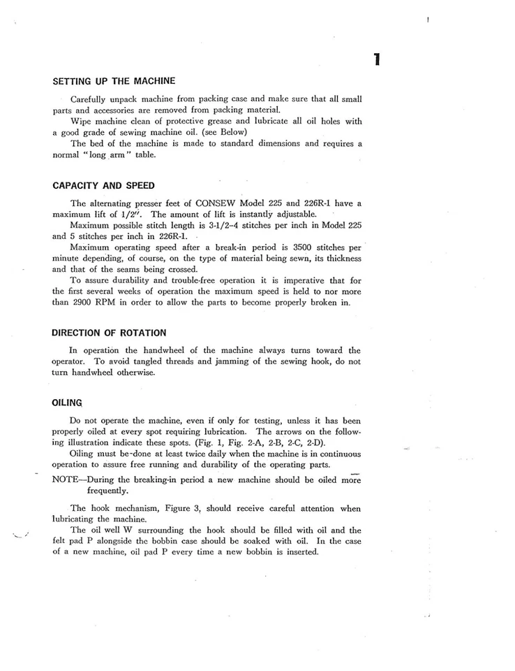 Consew Model 224 225 226 & R-1 Operating Instruction Manual User Guide Copy - Image 3 of 3