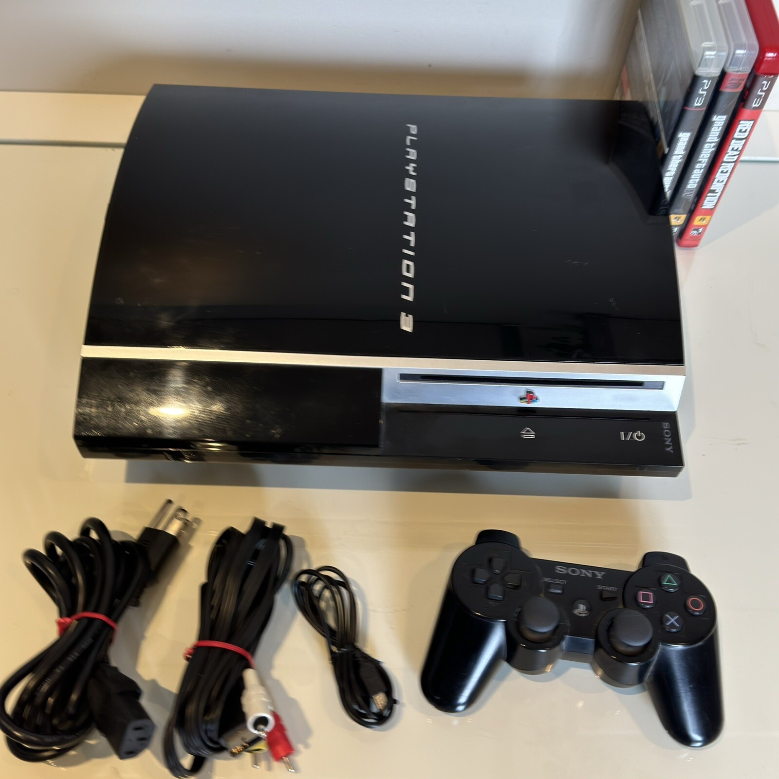 Sony PlayStation 3 PS3 CECHK01 80GB Console + Controller + 3 Games