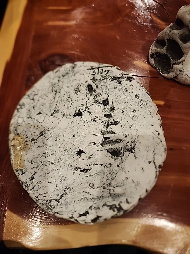 Placa de escultura de yeso estuco de leones en soporte.  7 pulgadas Foto 3 de 4