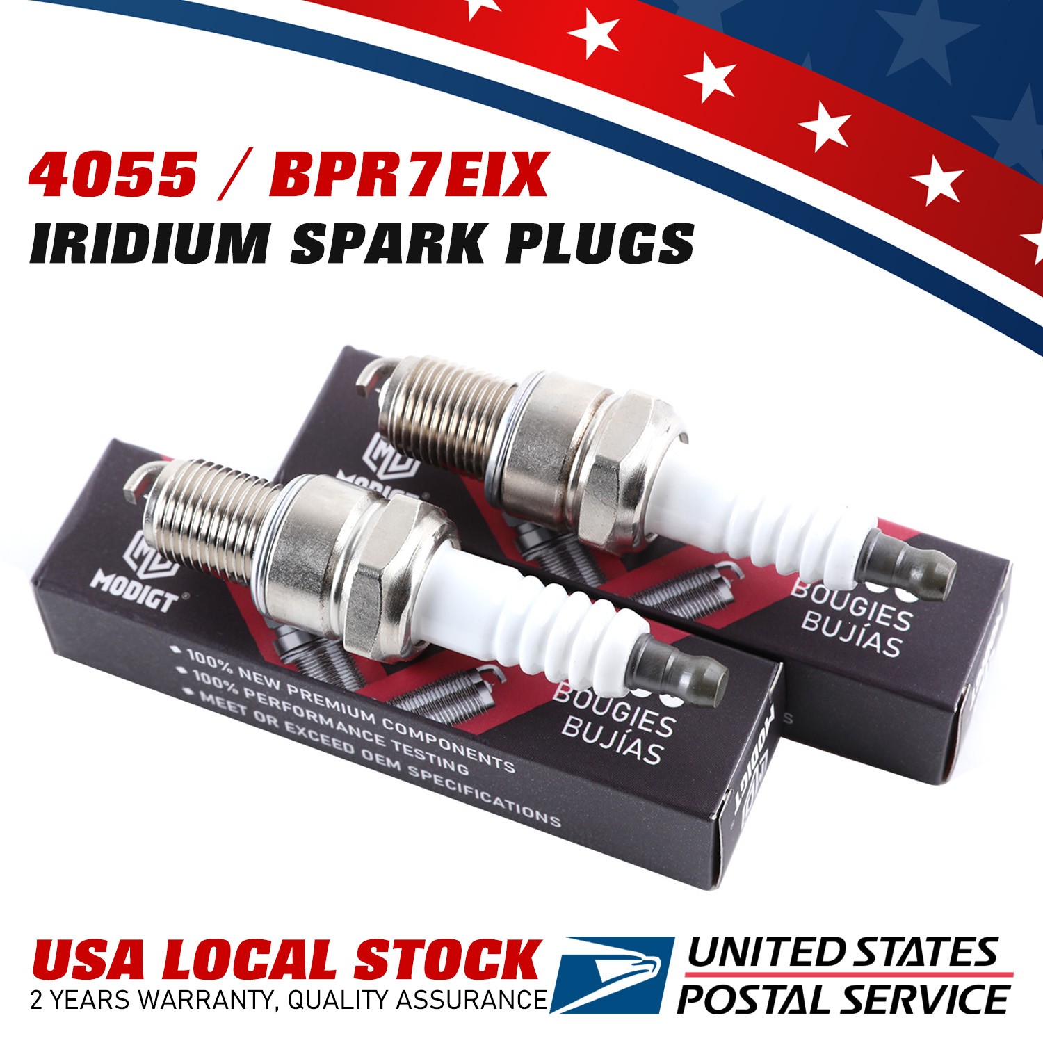 Genuine Quality For NGK 4055 BPR7EIX NEW Spark Plugs Set 2Pcs, US FREE SHIPPING