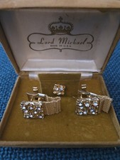 Vintage Lord Michael Gold Mesh & Rhinestone C...