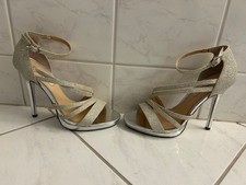 NINA Women's Silver Round Toe Silver Stiletto Heel RARE