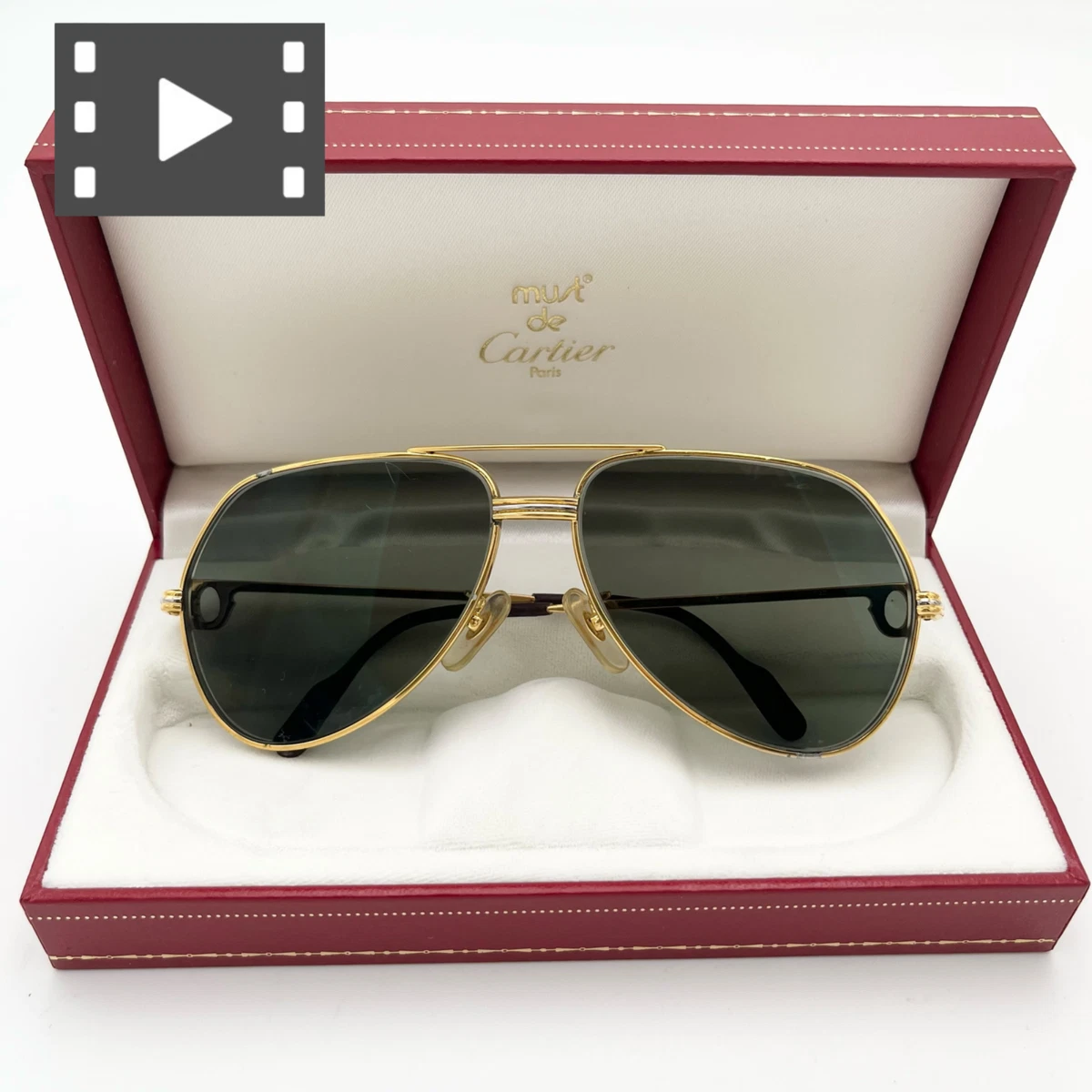 vendome louis Cartier eyeglasses 90s 59-14-130 gold vintage JP Box