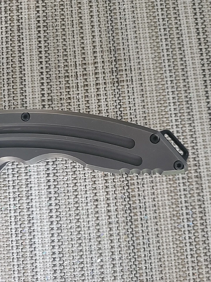 Hoback Knives Husky Titanium, Stonewash Nitro-V Blade, deep carry pocket clip - Image 4 of 4