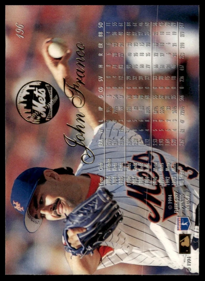 1994 Flair #196 John Franco - Image 2 of 2