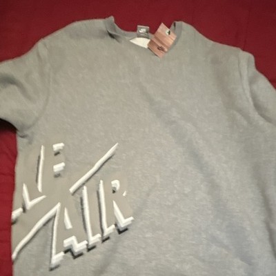 Nike Air Men's Gray Graphic Logo Crew Neck Pullover Sweatshirt Long Sleeve 2XL