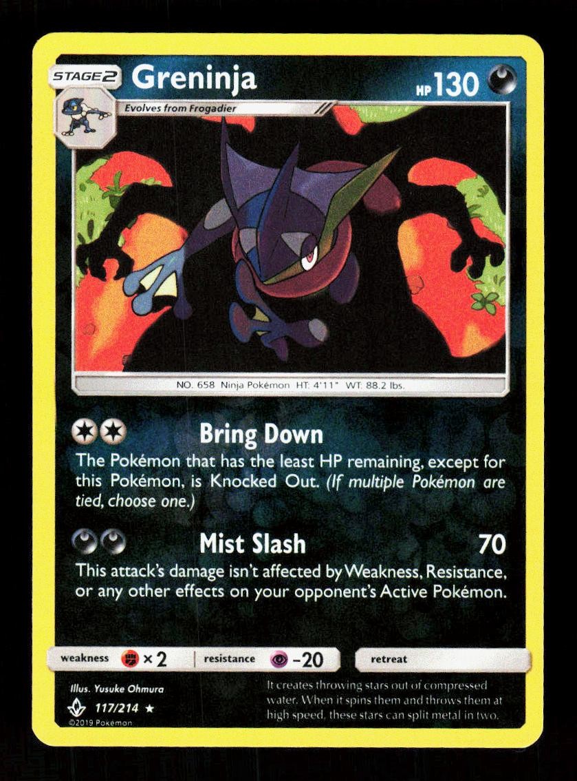 Greninja 117/214 Holo Rare Unbroken Bonds Pokemon Reverse Holo NM